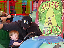 Hunter and Dave on the bumper cars