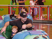 Hunter and Dave on the bumper cars