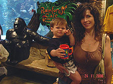 Hunter and Heidi at Rainforest Cafe