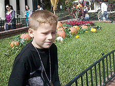 Hunter in line at the Haunted Mansion