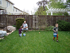 Hunter & Ryder looking for eggs.