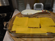 Cassarole covered with cheese