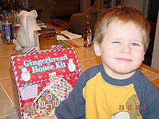 Hunter ready to work on the gingerbread house.