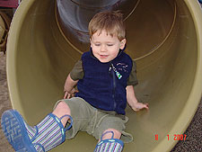 Hunter on the slide