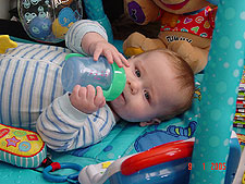 Hunter with his sippy cup.