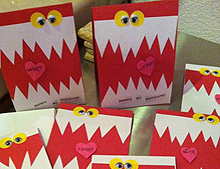 Valentine's cards Hunter made for class