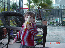 Hunter loves bananas.