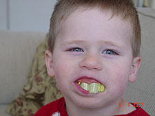 Hunter with his pirate teeth.