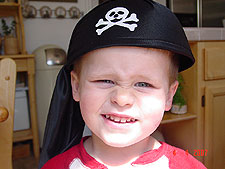 Hunter wearing his pirate hat.