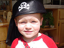 Hunter wearing his pirate hat.