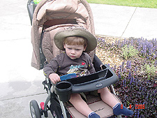 Hunter shopping with mommy in his stroller.