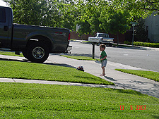 Hunter playing with his RC truck