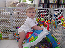 Hunter playing in his cage.