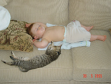 Hunter and baby Allie taking a nap.
