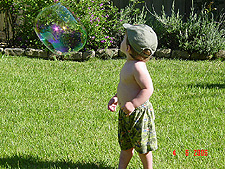 Hunter and a big bubble.