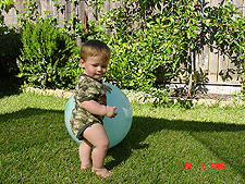 Hunter playing with his ball.