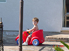 Hunter riding around in his car.
