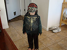Hunter's skeleton pirate costume.