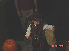 Hunter trick-or-treating.