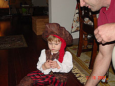 Hunter checking out his candy.