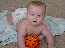 Hunter has his basketball.