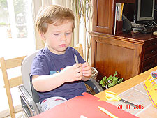Hunter coloring and cutting paper.