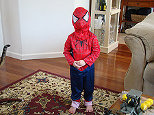 Hunter in his Spiderman costume