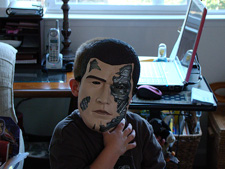 Hunter wearing his Terminator mask