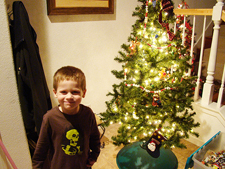 Hunter ready to decorate his tree.