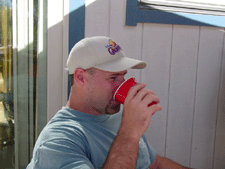 Dave drinking his beer...