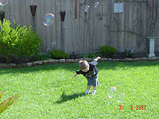 Hunter chasing bubbles