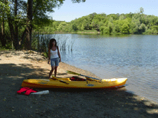 Heidi with the kayak