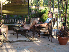 Dave relaxing in the gazebo