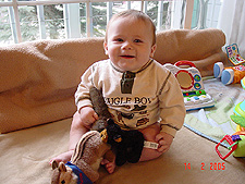 Hunter with his bear and chipmunk from Tahoe.
