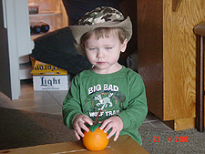 Hunter with his orange.
