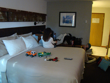 Relaxing in our room.
