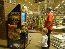 Dave & Hunter playing a game in Cabela's
