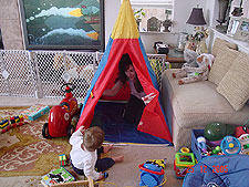 Mommy in Hunter's teepee.